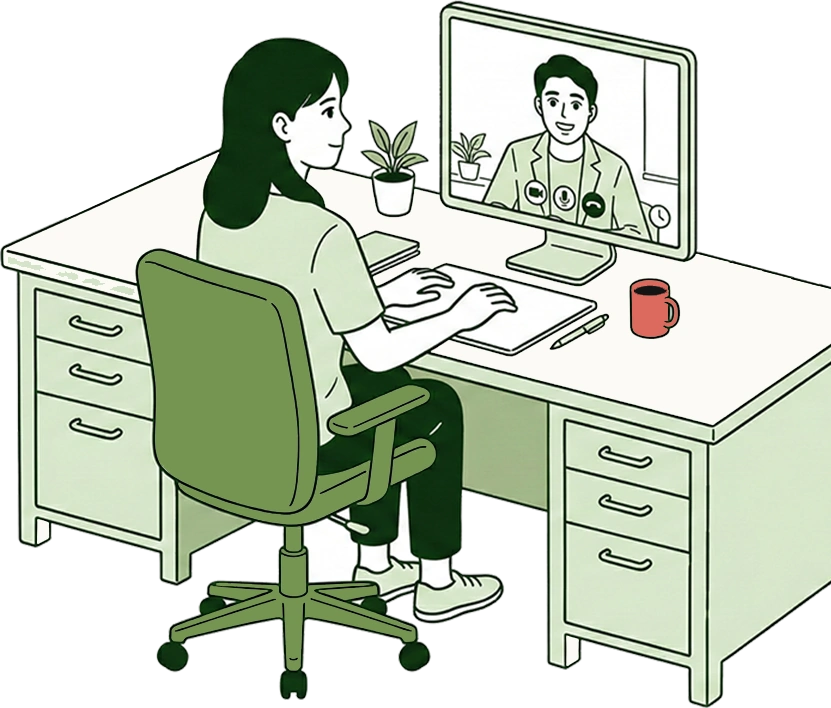 札幌松井こころ相談室 オンラインでカウンセリングを受ける女性